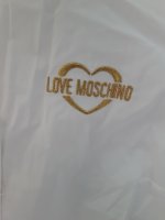 Love Moschino Womens Slim Fit Langarm Bluse mit goldenem Herz Applikation Gr. 40